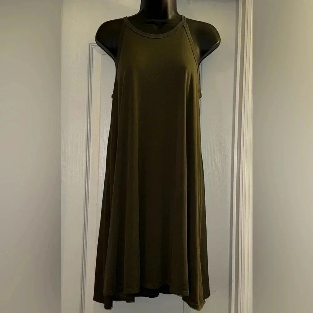 Alya Olive Green swing tank dress